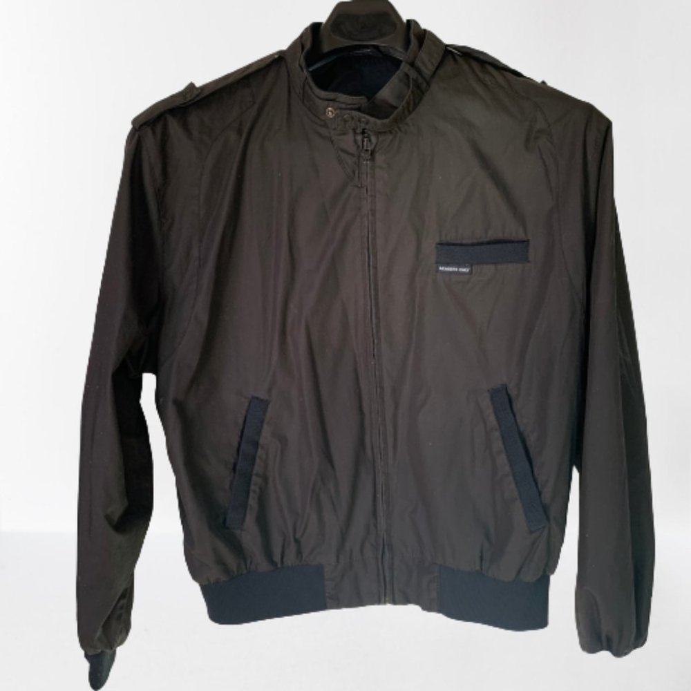 VTG Members Only Black Lightweight Jacket Windbreaker -Men's size -LARGE fullzip